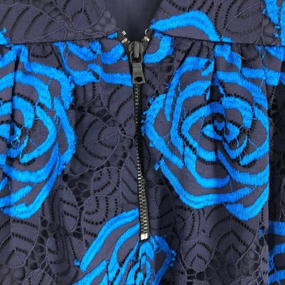 Alice + Olivia NWT Black Blue Nelly rose print mini dress open back size 0 - Picture 10 of 16